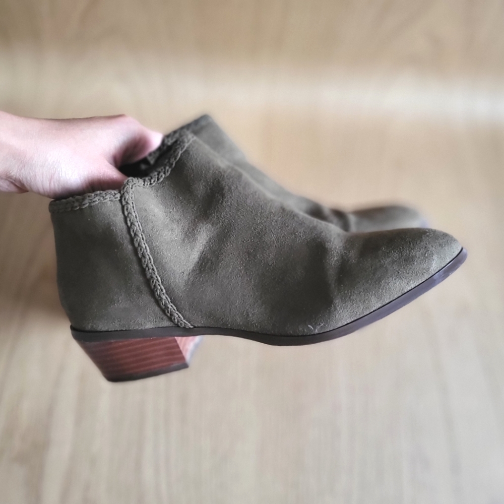 Green Suede Ankle Booties